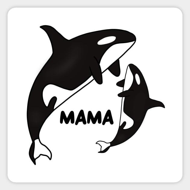 Orca Mama with Cub, Ocean Animal, Whale Sticker by logiamerch